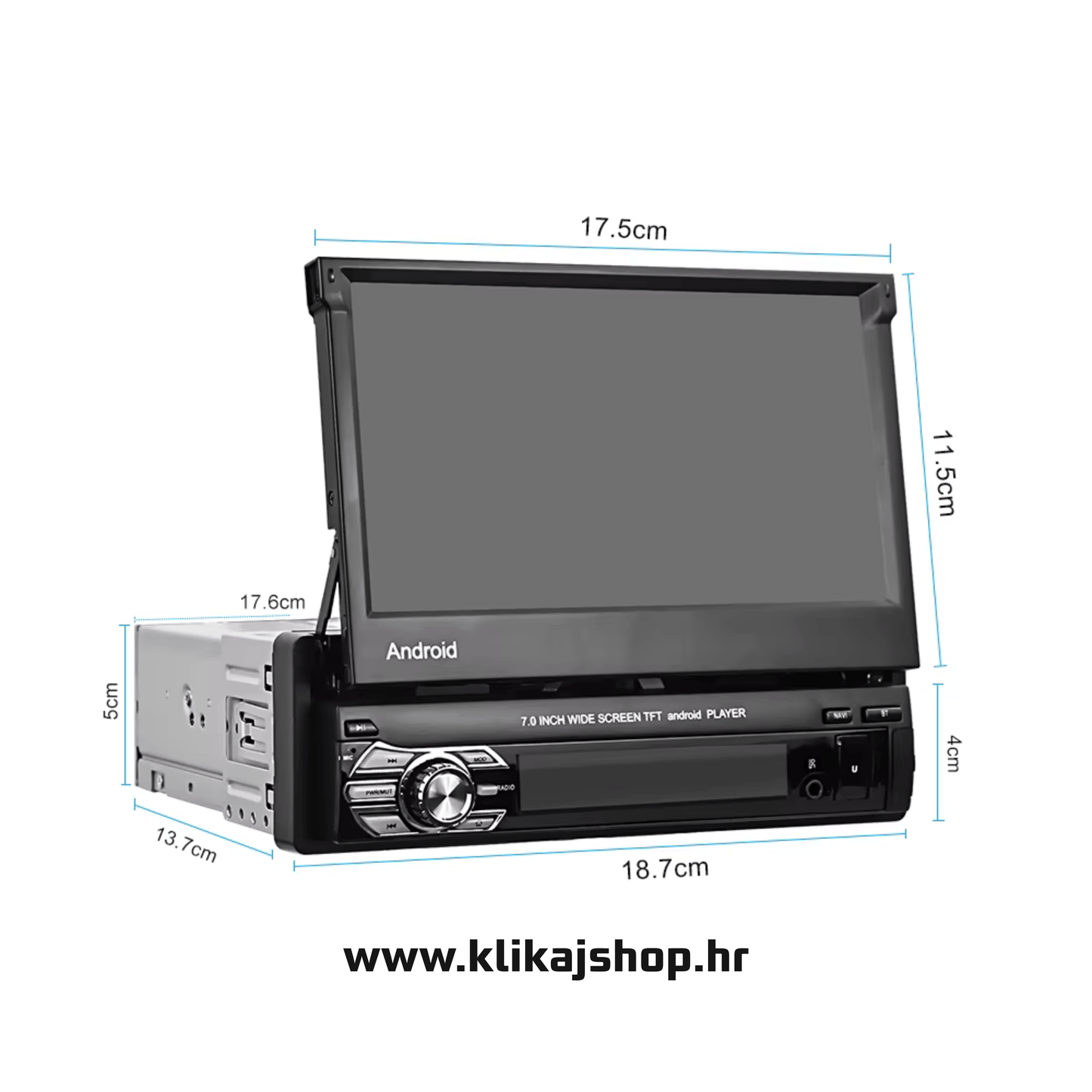 1 DIN 7" ANDROID AUTO RADIO, CAR PLAY, NAVIGACIJA, PARKING KAMERA