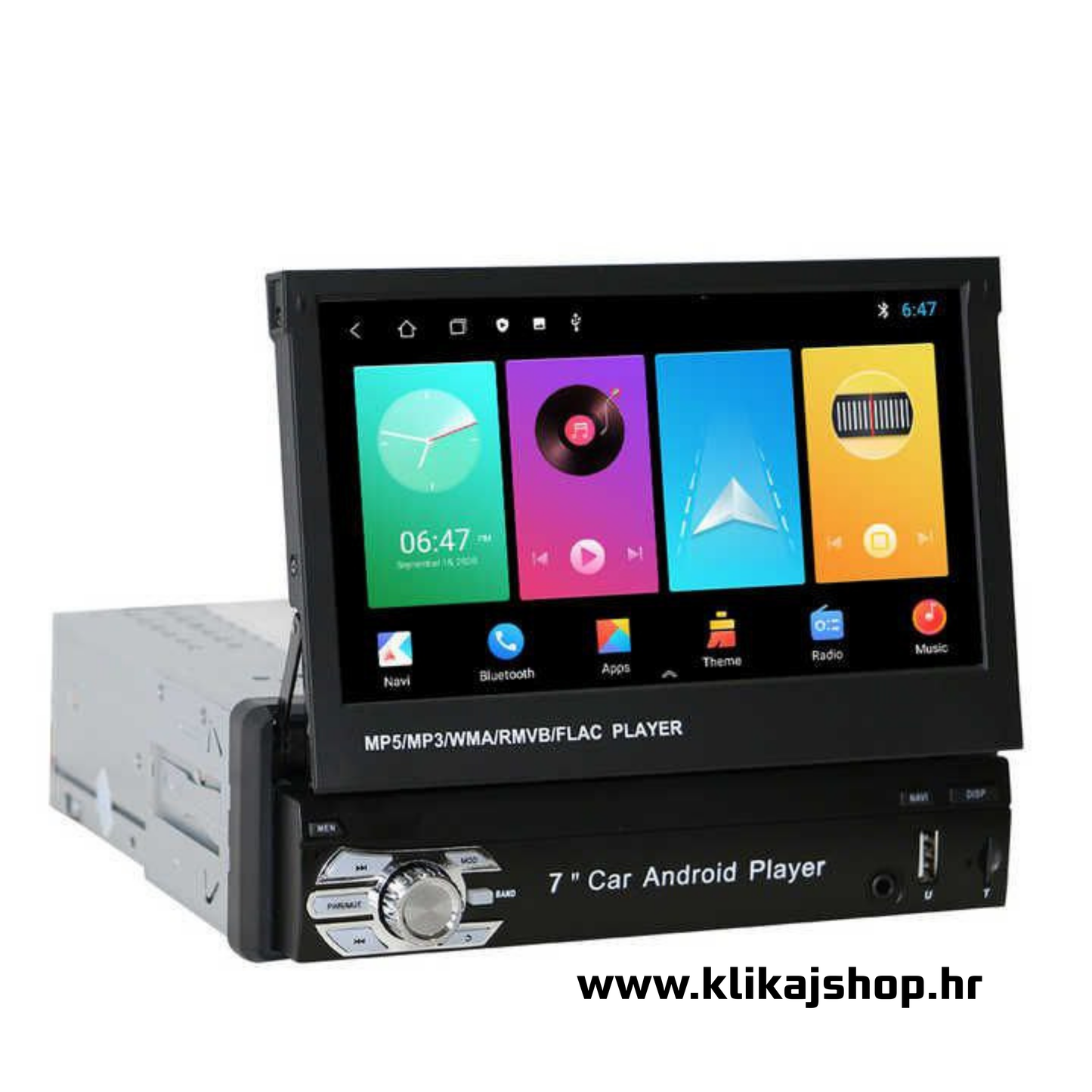 1 DIN 7" ANDROID AUTO RADIO, CAR PLAY, NAVIGACIJA, PARKING KAMERA